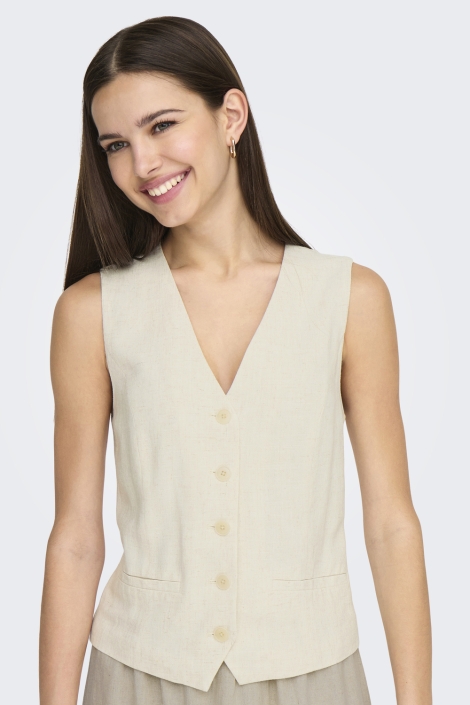 Only onliris-siesta s/l linen bl vest tl